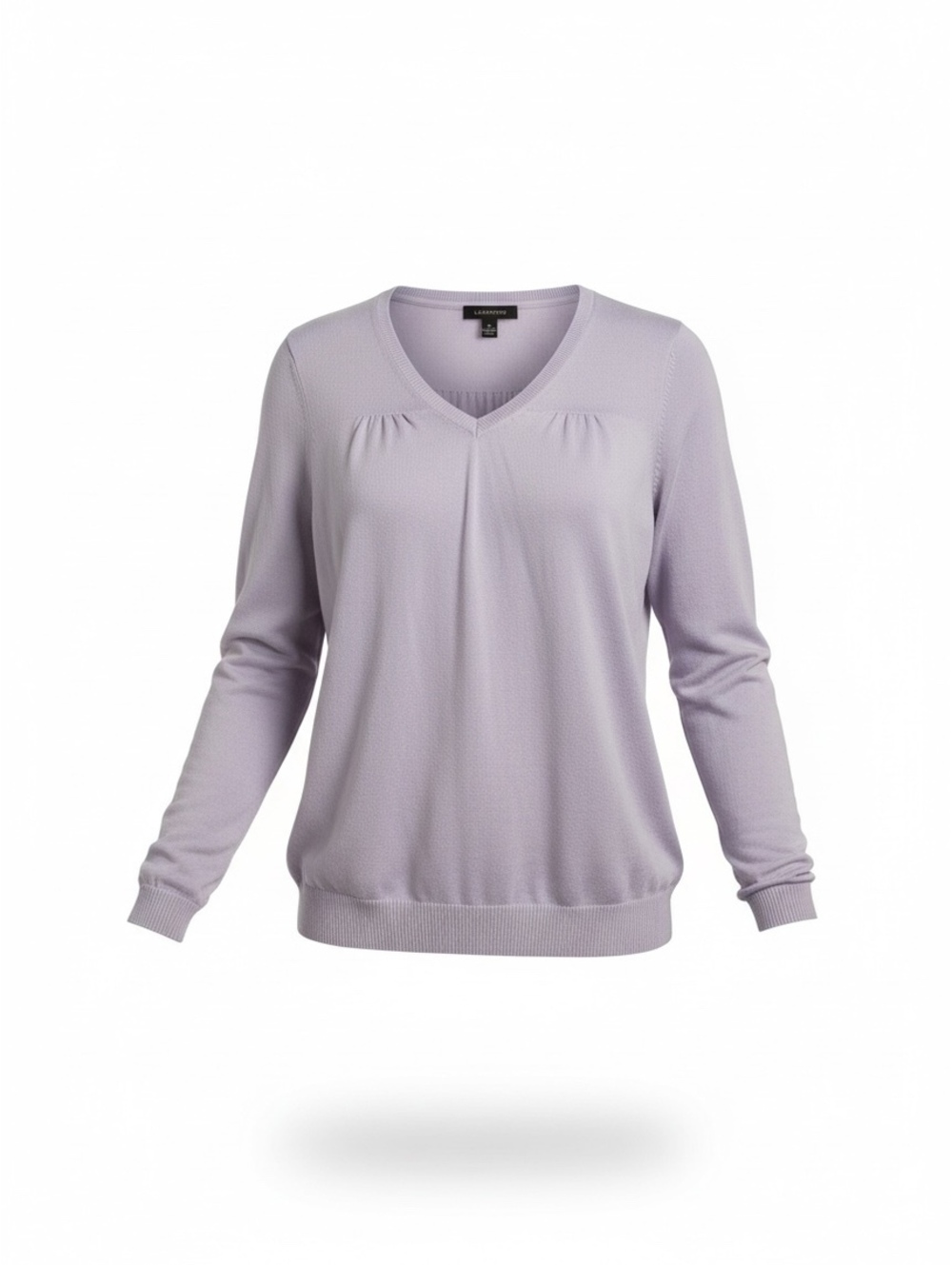 Lands' End Lilac Supima Cotton V-Neck Sweater, 1X (16W-18W)